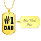 Dad Always #1 Necklace Stainless Steel or 18k Gold Dog Tag 24" Chain-Express Your Love Gifts