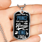Dad Always My King Necklace Stainless Steel or 18k Gold Dog Tag 24" Chain-Express Your Love Gifts