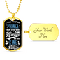 Dad Always My King Necklace Stainless Steel or 18k Gold Dog Tag 24" Chain-Express Your Love Gifts