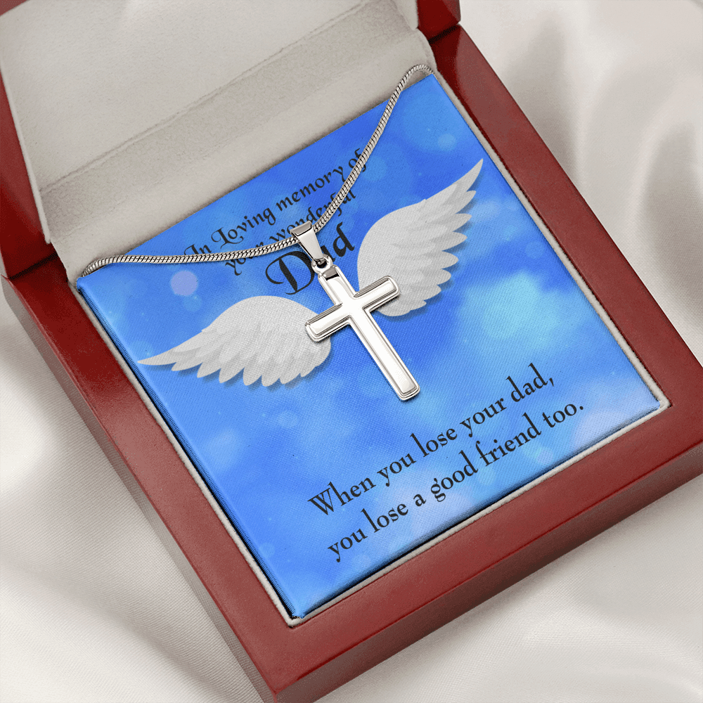 Dad and a Good Friend Dad Memorial Gift Dad Memorial Cross Necklace Sympathy Gift Loss of Father Condolence Message Card-Express Your Love Gifts