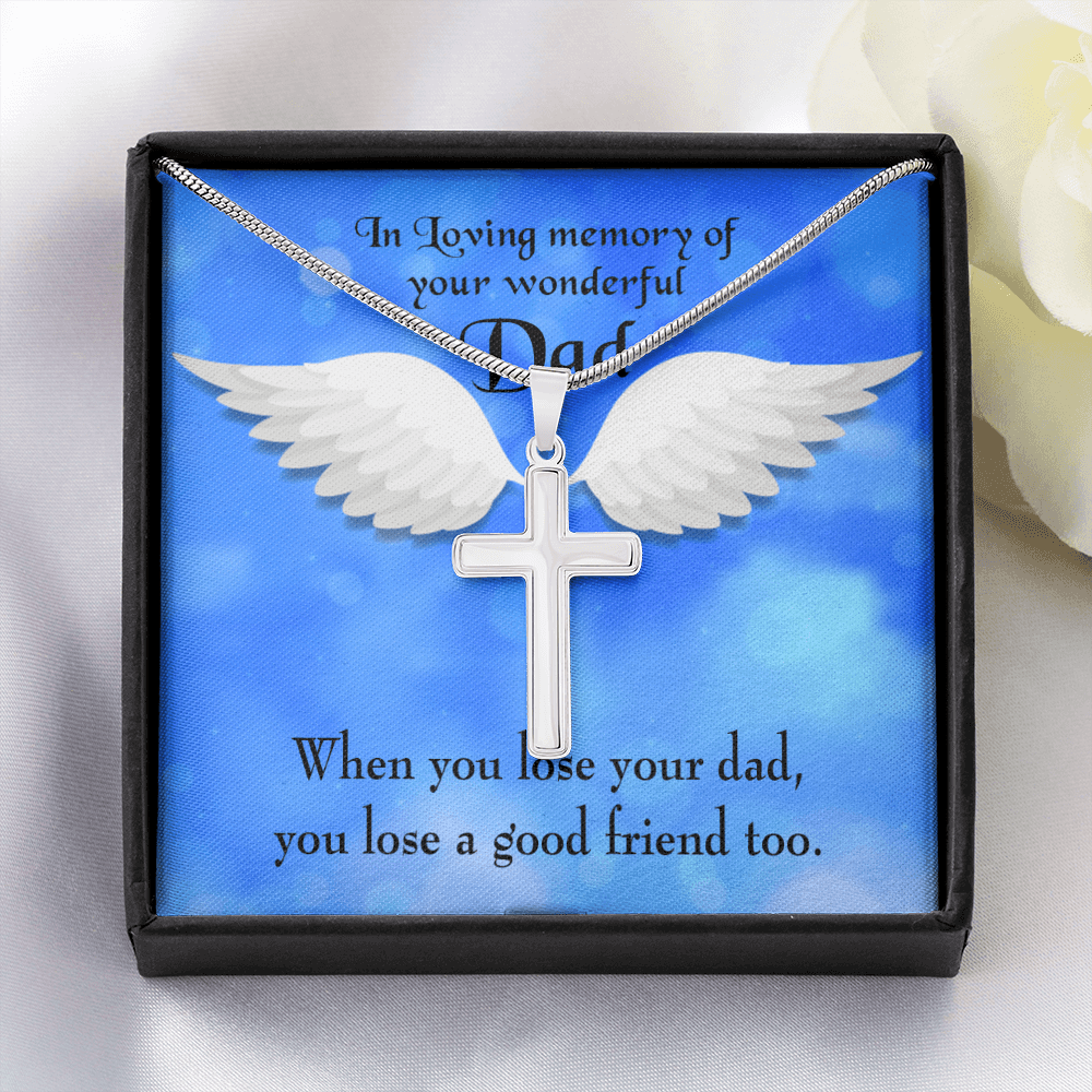 Dad and a Good Friend Dad Memorial Gift Dad Memorial Cross Necklace Sympathy Gift Loss of Father Condolence Message Card-Express Your Love Gifts
