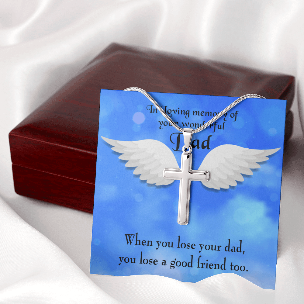 Dad and a Good Friend Dad Memorial Gift Dad Memorial Cross Necklace Sympathy Gift Loss of Father Condolence Message Card-Express Your Love Gifts