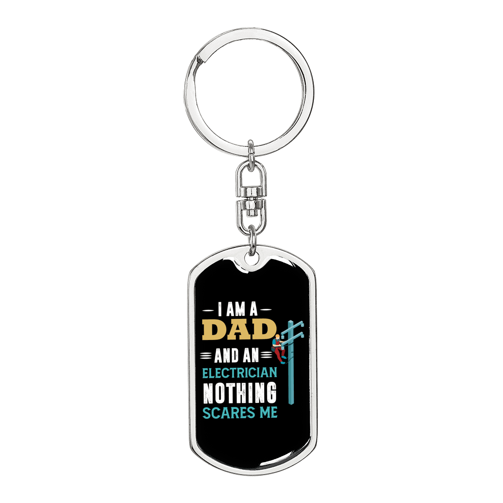 Dad And Electrician Swivel Keychain Dog Tag Stainless Steel or 18k Gold-Express Your Love Gifts