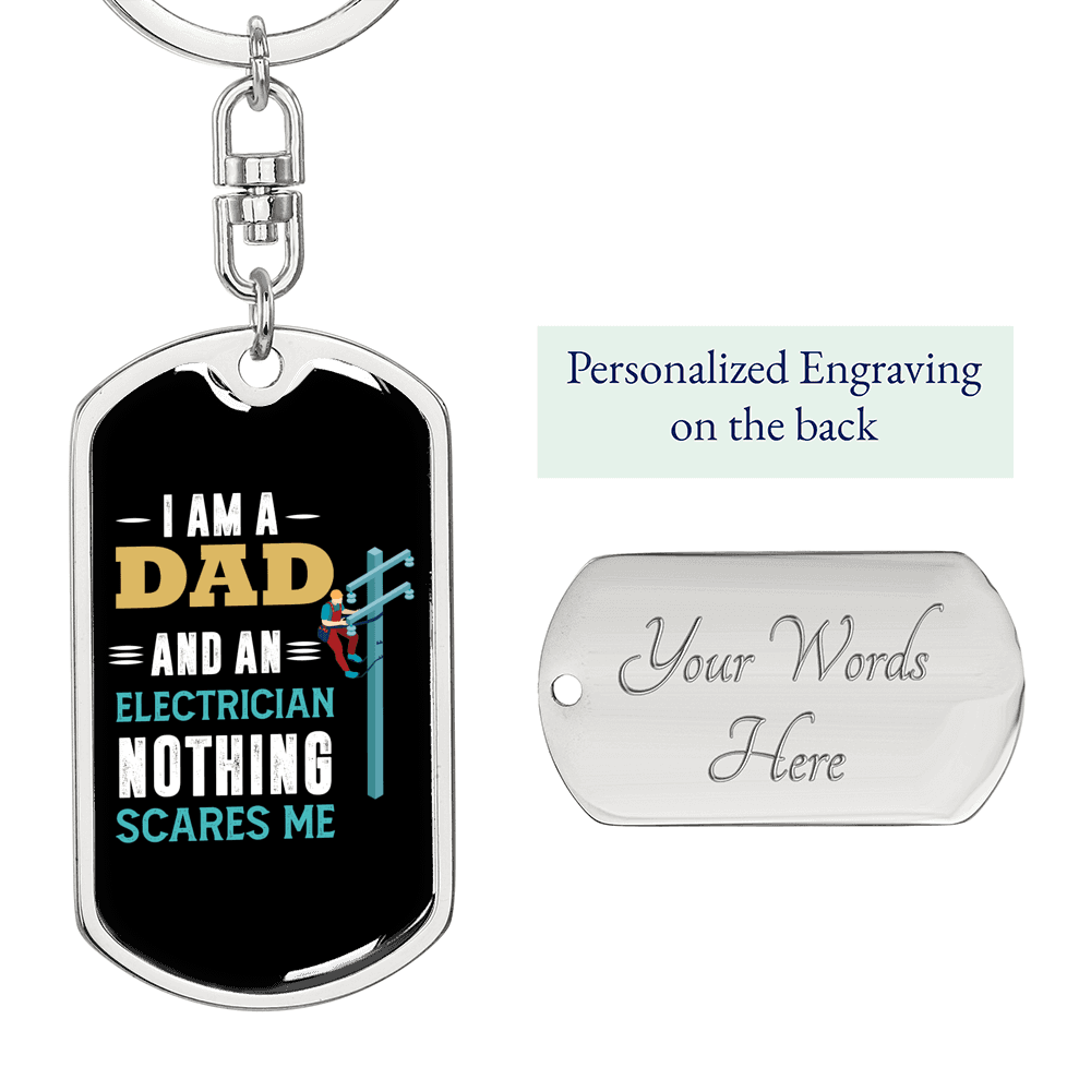 Dad And Electrician Swivel Keychain Dog Tag Stainless Steel or 18k Gold-Express Your Love Gifts