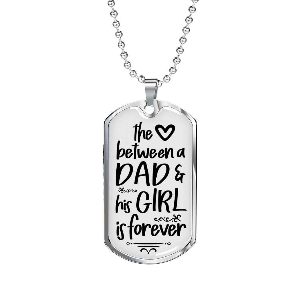 Dad And Girl Daughter To Dad Necklace Stainless Steel or 18k Gold Dog Tag 24" Chain-Express Your Love Gifts