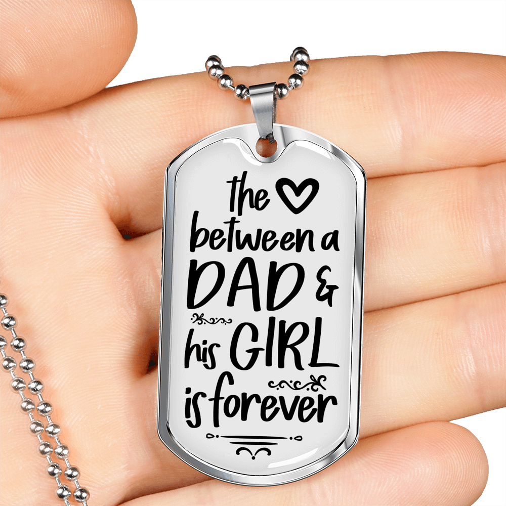 Dad And Girl Daughter To Dad Necklace Stainless Steel or 18k Gold Dog Tag 24" Chain-Express Your Love Gifts