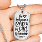 Dad And Girl Daughter To Dad Necklace Stainless Steel or 18k Gold Dog Tag 24" Chain-Express Your Love Gifts