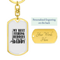 Dad Best Fishing Buddies Keychain Stainless Steel or 18k Gold Dog Tag Keyring-Express Your Love Gifts