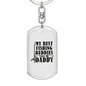 Dad Best Fishing Buddies Keychain Stainless Steel or 18k Gold Dog Tag Keyring-Express Your Love Gifts