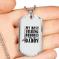 Dad Best Fishing Buddies Necklace Stainless Steel or 18k Gold Dog Tag 24" Chain-Express Your Love Gifts