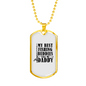 Dad Best Fishing Buddies Necklace Stainless Steel or 18k Gold Dog Tag 24" Chain-Express Your Love Gifts
