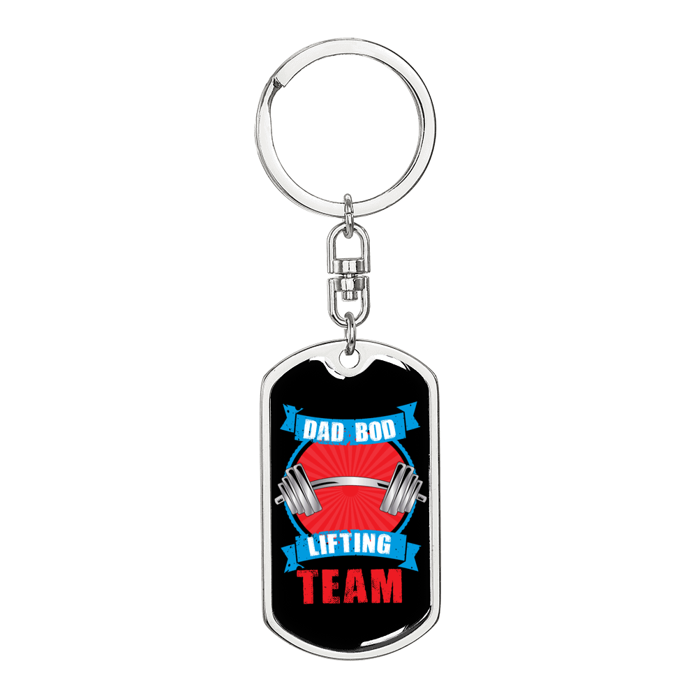 Dad Bod Lifting Team Swivel Keychain Dog Tag Stainless Steel or 18k Gold-Express Your Love Gifts