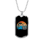 Dad Cool Reel Fishing Necklace Stainless Steel or 18k Gold Dog Tag 24" Chain-Express Your Love Gifts