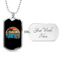 Dad Cool Reel Fishing Necklace Stainless Steel or 18k Gold Dog Tag 24" Chain-Express Your Love Gifts