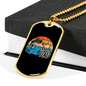 Dad Cool Reel Fishing Necklace Stainless Steel or 18k Gold Dog Tag 24" Chain-Express Your Love Gifts
