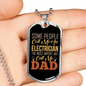 Dad Electrician Necklace Stainless Steel or 18k Gold Dog Tag 24" Chain-Express Your Love Gifts