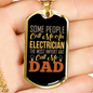 Dad Electrician Necklace Stainless Steel or 18k Gold Dog Tag 24" Chain-Express Your Love Gifts
