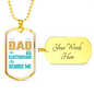 Dad Electrician ScAres Me Necklace Stainless Steel or 18k Gold Dog Tag 24" Chain-Express Your Love Gifts