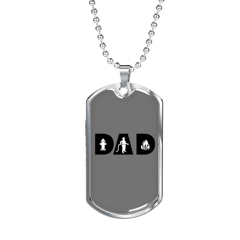Dad Fighting Firefighter Gift Stainless Steel or 18k Gold Dog Tag 24" Chain-Express Your Love Gifts