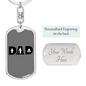 Dad Fighting Firefighter Keychain Stainless Steel or 18k Gold Dog Tag Keyring-Express Your Love Gifts
