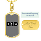 Dad Fighting Firefighter Keychain Stainless Steel or 18k Gold Dog Tag Keyring-Express Your Love Gifts