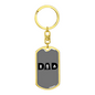 Dad Fighting Firefighter Keychain Stainless Steel or 18k Gold Dog Tag Keyring-Express Your Love Gifts