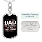 Dad Firefighter Legend Keychain Stainless Steel or 18k Gold Dog Tag Keyring-Express Your Love Gifts