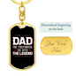 Dad Firefighter Legend Keychain Stainless Steel or 18k Gold Dog Tag Keyring-Express Your Love Gifts