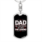 Dad Firefighter Legend Keychain Stainless Steel or 18k Gold Dog Tag Keyring-Express Your Love Gifts