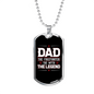 Dad Firefighter Legend Necklace Stainless Steel or 18k Gold Dog Tag 24" Chain-Express Your Love Gifts