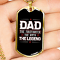Dad Firefighter Legend Necklace Stainless Steel or 18k Gold Dog Tag 24" Chain-Express Your Love Gifts