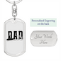 Dad Fishing Keychain Stainless Steel or 18k Gold Dog Tag Keyring-Express Your Love Gifts