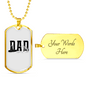 Dad Fishing Necklace Stainless Steel or 18k Gold Dog Tag 24" Chain-Express Your Love Gifts
