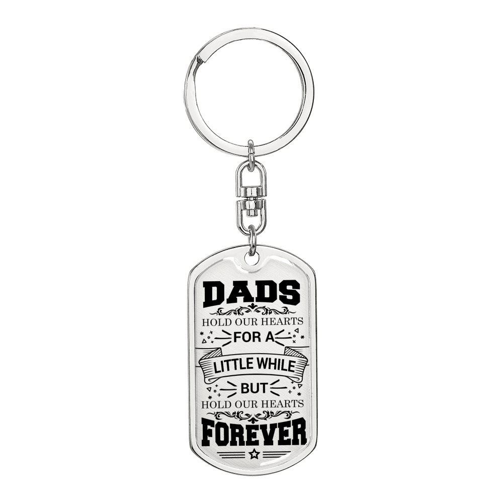 Dad Forever Keychain Stainless Steel or 18k Gold Dog Tag Keyring-Express Your Love Gifts