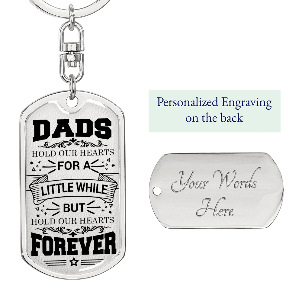 Dad Forever Keychain Stainless Steel or 18k Gold Dog Tag Keyring-Express Your Love Gifts