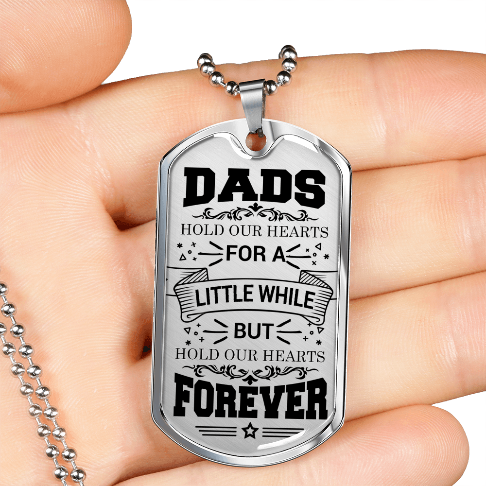 Dad Forever Necklace Stainless Steel or 18k Gold Dog Tag 24" Chain-Express Your Love Gifts