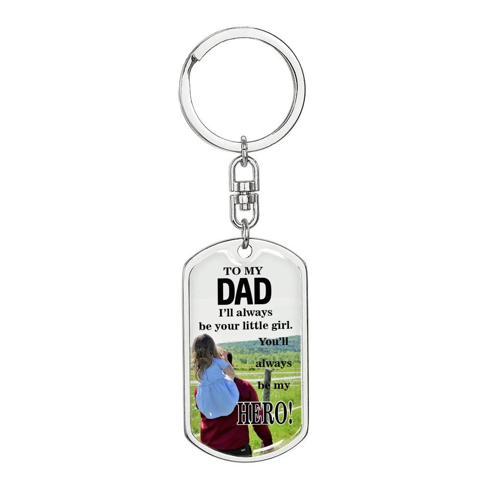 Dad Hero Dog Tag Pendant Keychain Stainless Steel or 18k Gold-Express Your Love Gifts