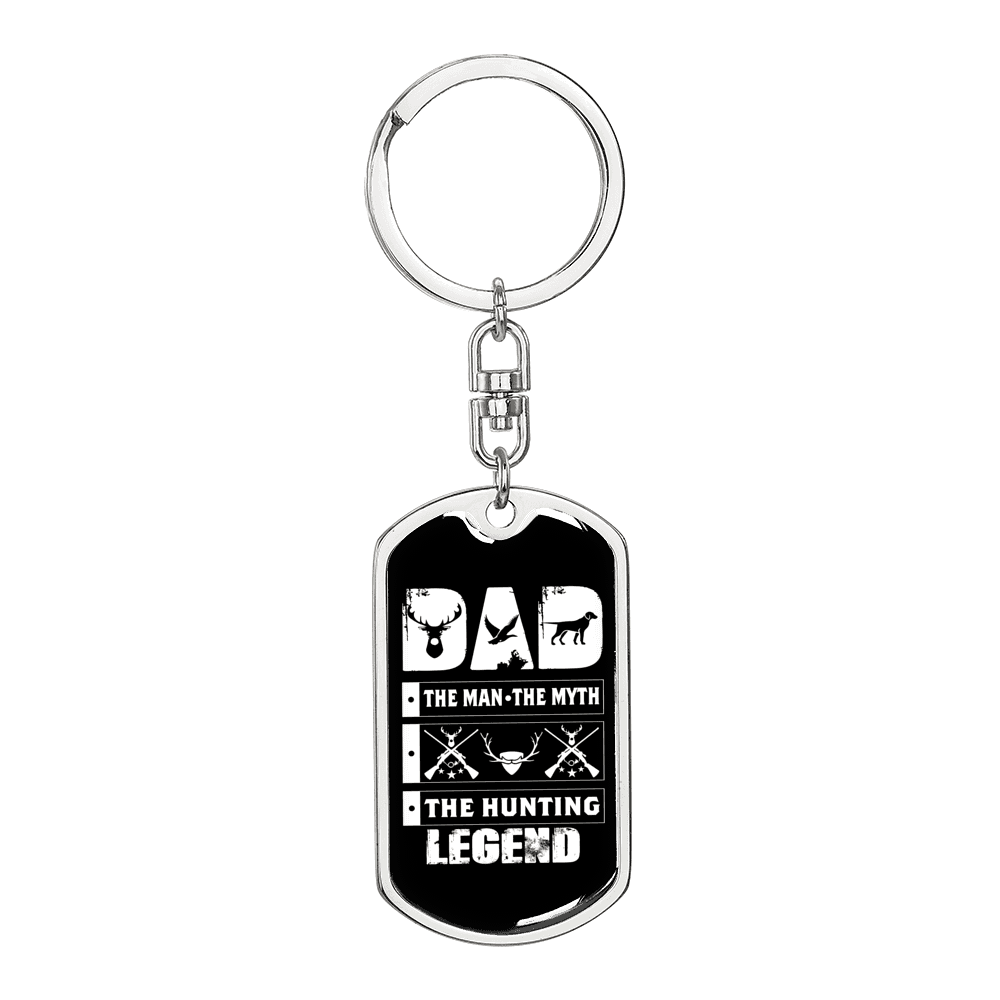 Dad Hunting Legend Keychain Stainless Steel or 18k Gold Dog Tag Keyring-Express Your Love Gifts