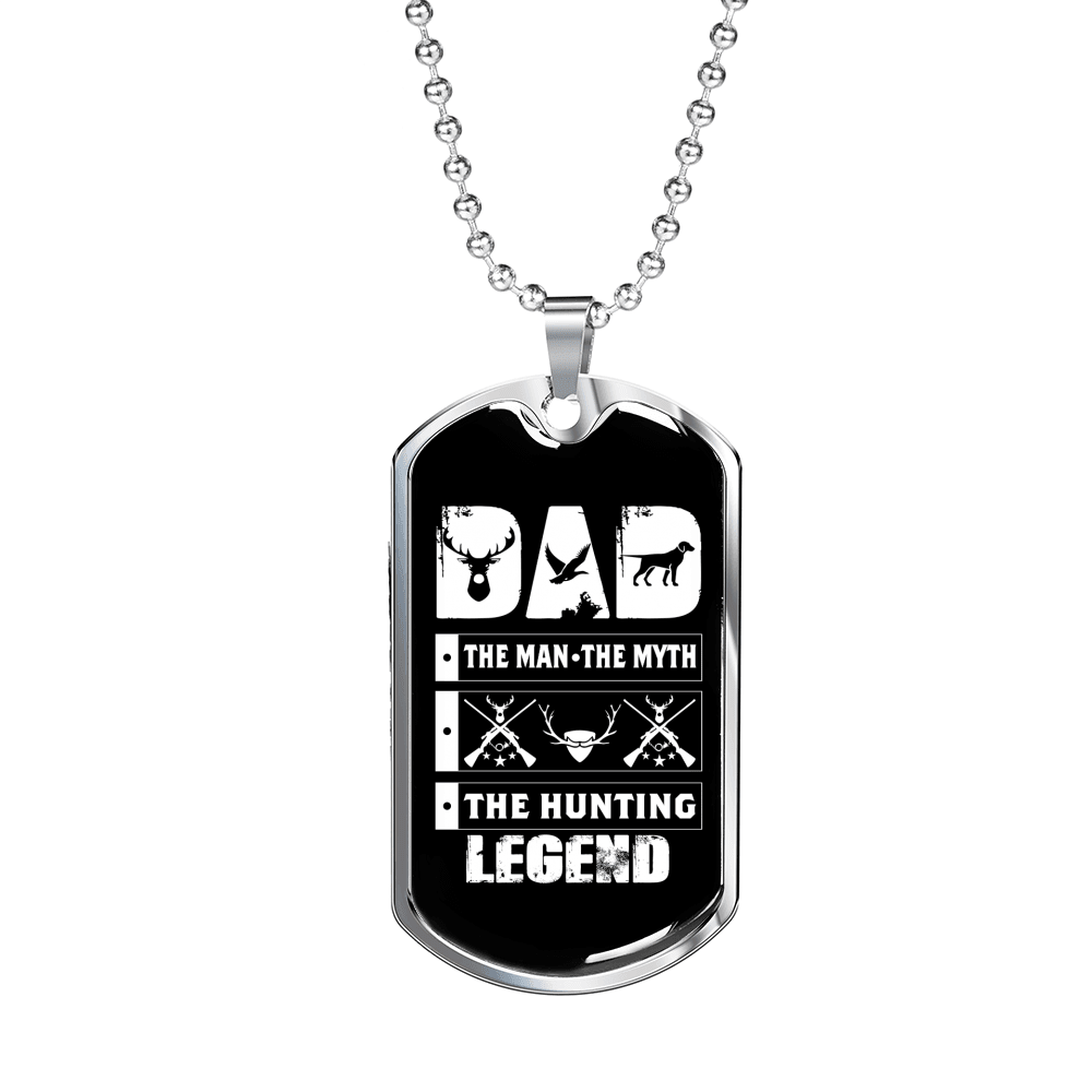 Dad Hunting Legend Necklace Stainless Steel or 18k Gold Dog Tag 24" Chain-Express Your Love Gifts