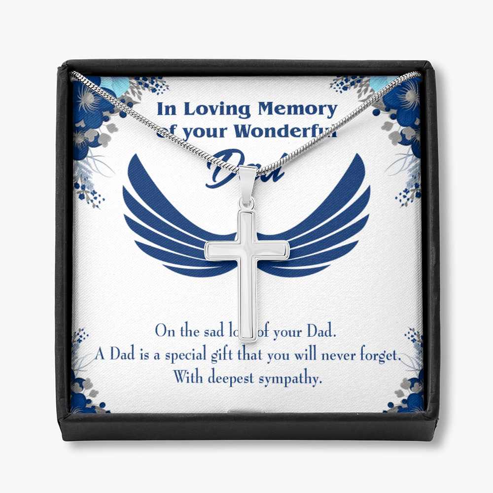 Dad is a Special Gift Dad Memorial Gift Dad Memorial Cross Necklace Sympathy Gift Loss of Father Condolence Message Card-Express Your Love Gifts