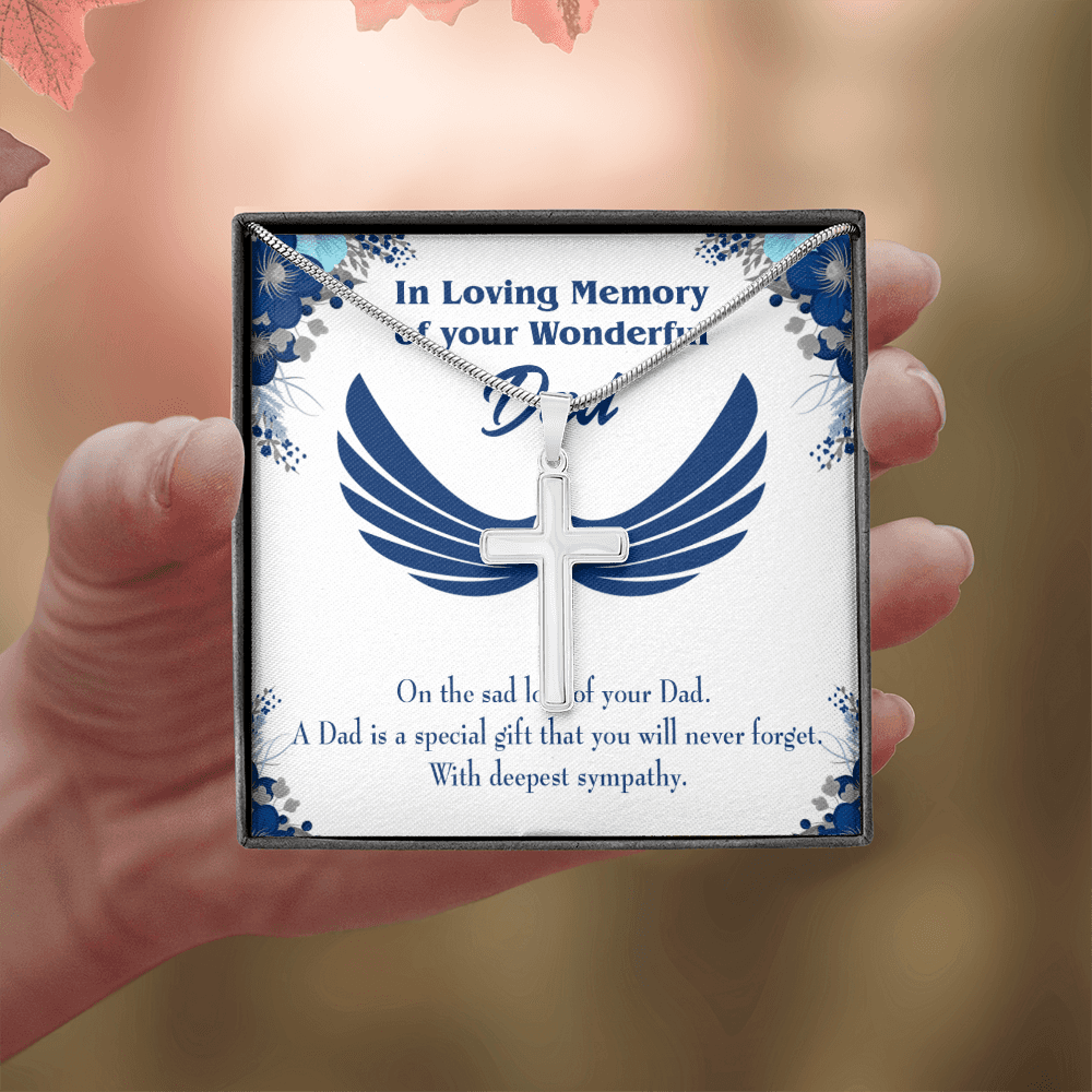 Dad is a Special Gift Dad Memorial Gift Dad Memorial Cross Necklace Sympathy Gift Loss of Father Condolence Message Card-Express Your Love Gifts