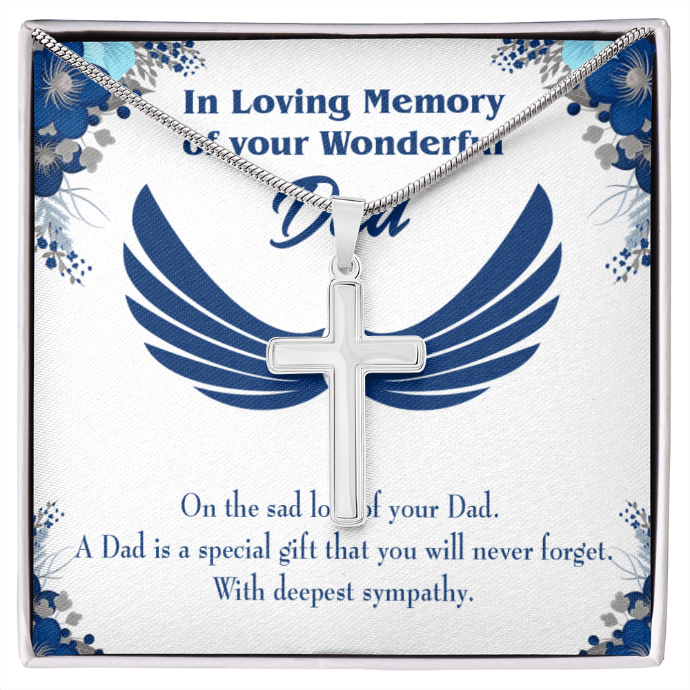 Dad is a Special Gift Dad Memorial Gift Dad Memorial Cross Necklace Sympathy Gift Loss of Father Condolence Message Card-Express Your Love Gifts