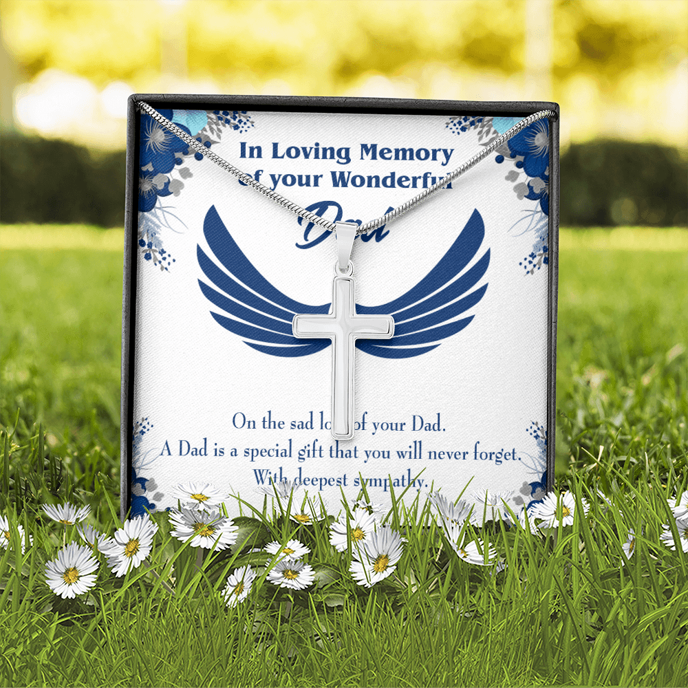 Dad is a Special Gift Dad Memorial Gift Dad Memorial Cross Necklace Sympathy Gift Loss of Father Condolence Message Card-Express Your Love Gifts
