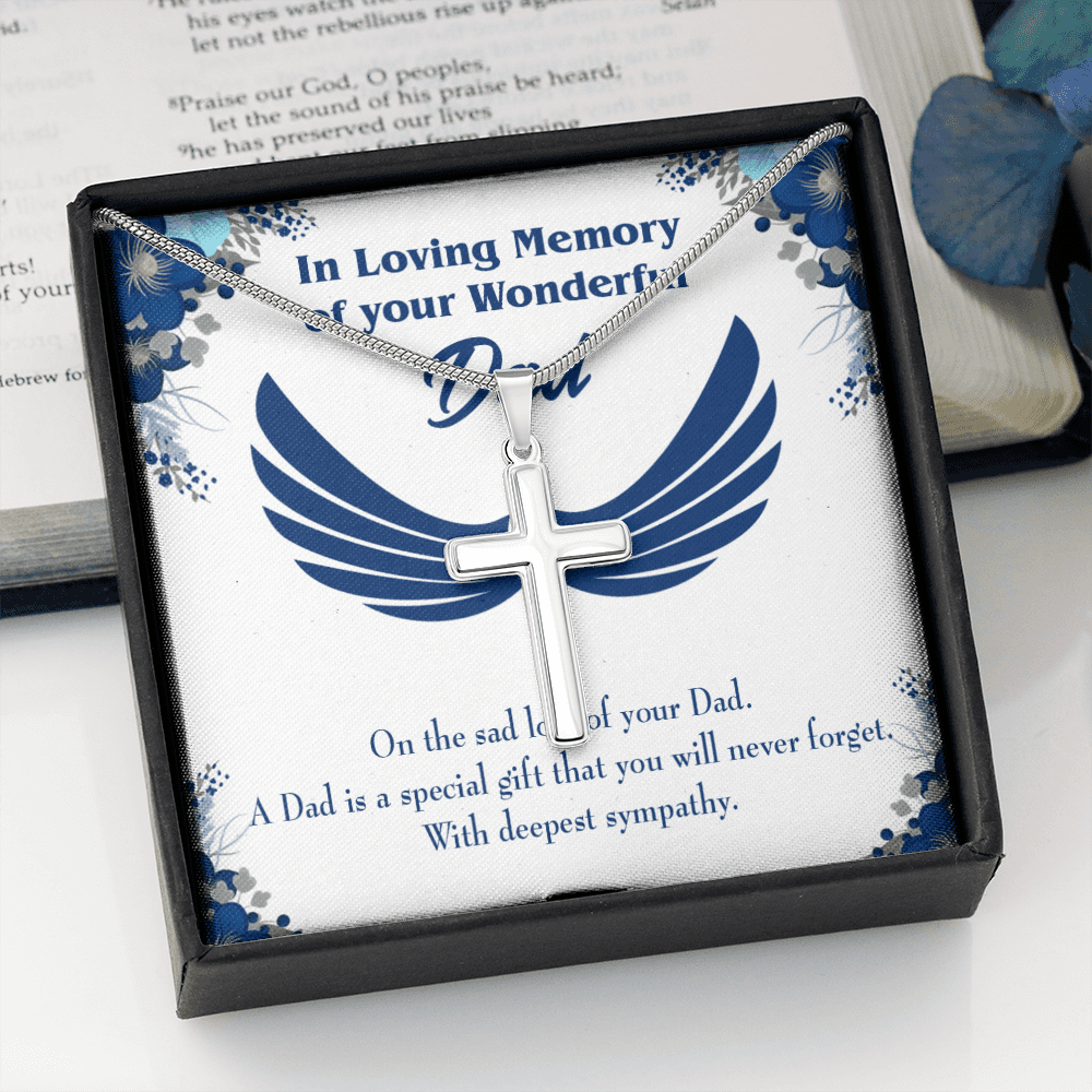 Dad is a Special Gift Dad Memorial Gift Dad Memorial Cross Necklace Sympathy Gift Loss of Father Condolence Message Card-Express Your Love Gifts