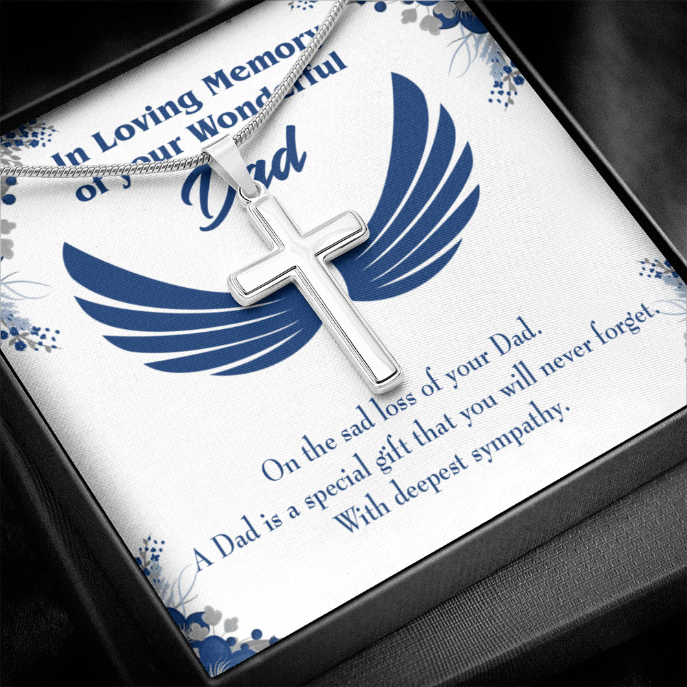 Dad is a Special Gift Dad Memorial Gift Dad Memorial Cross Necklace Sympathy Gift Loss of Father Condolence Message Card-Express Your Love Gifts