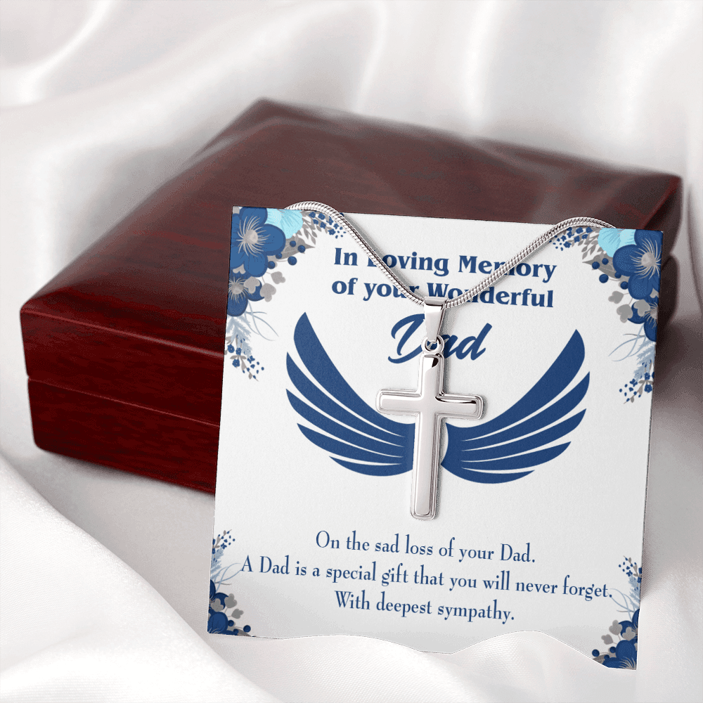 Dad is a Special Gift Dad Memorial Gift Dad Memorial Cross Necklace Sympathy Gift Loss of Father Condolence Message Card-Express Your Love Gifts