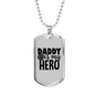 Dad Is My Hero Firefighter Gift Stainless Steel or 18k Gold Dog Tag 24" Chain-Express Your Love Gifts