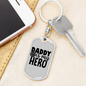 Dad Is My Hero Firefighter Keychain Stainless Steel or 18k Gold Dog Tag Keyring-Express Your Love Gifts
