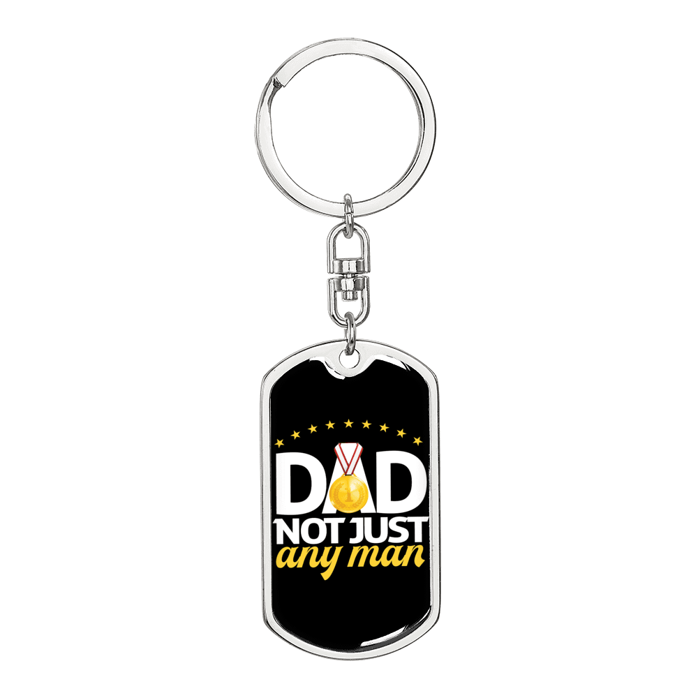 Dad Is The Man Keychain Stainless Steel or 18k Gold Dog Tag Swivel-Express Your Love Gifts