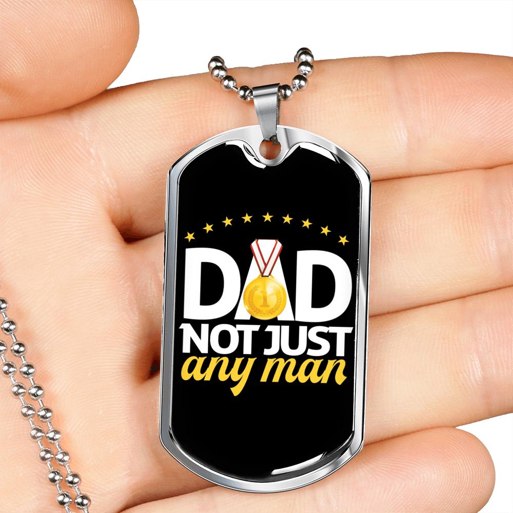 Dad Is The Man Stainless Steel or 18k Gold Dog Tag 24" Chain-Express Your Love Gifts